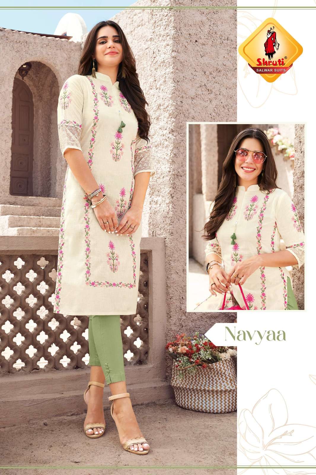 KKASHISH VOL 28  PURE COTTON LINEN WITH DIFFERENT TYPES OF STYLISH EMBROIDERY WORK BY SHRUTI SUITS NAVYAA